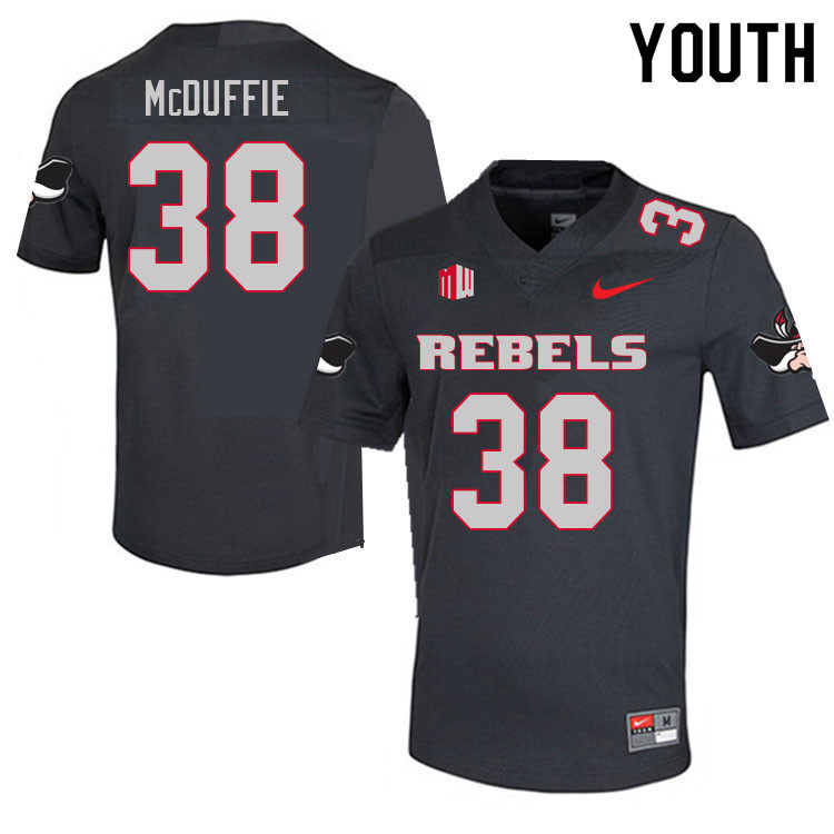 Youth #38 Marsel McDuffie UNLV Rebels College Football Jerseys Sale-Charcoal - Click Image to Close